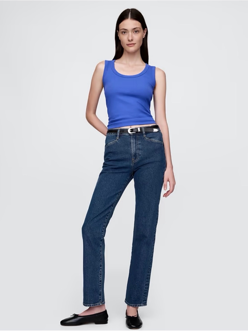 Gap- 90s Classic High-Rise Straight Leg Jeans in Dark Blue